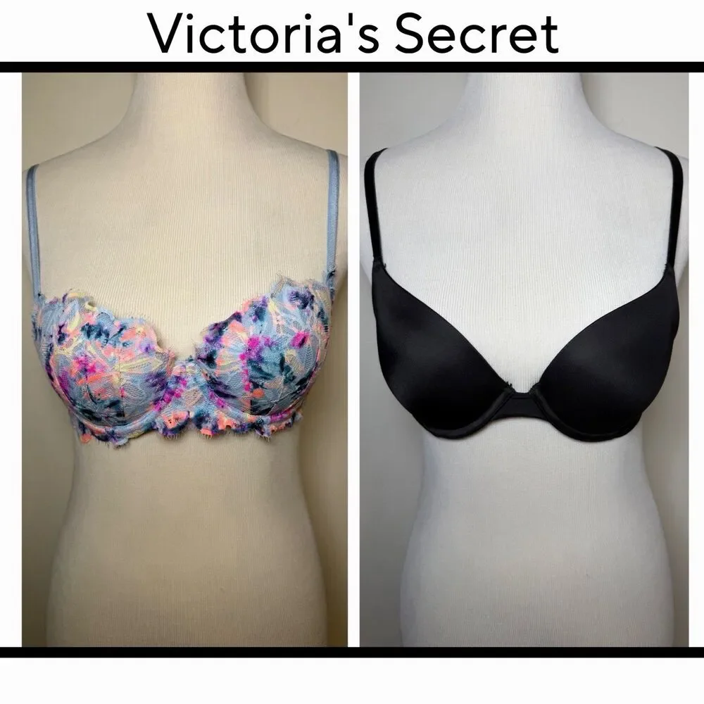 Victoria’s Secret 2 Pc Bra Lot 32C Push Up Underwired